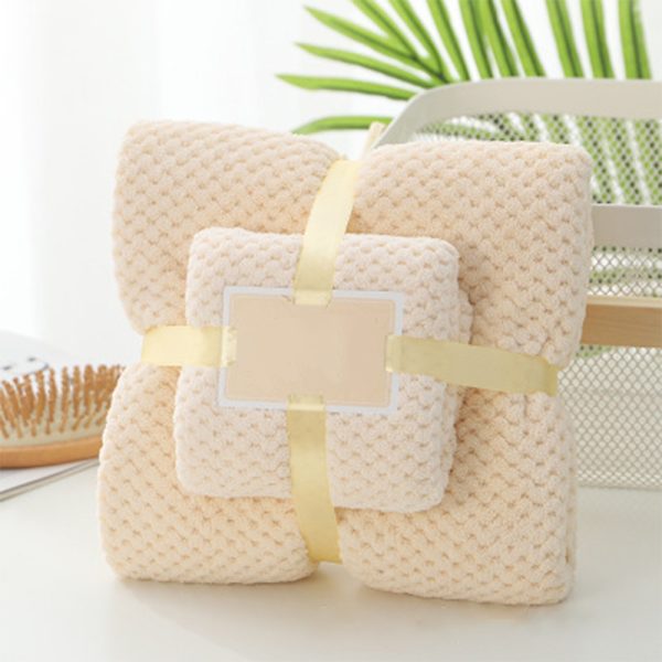 Håndklæde, håndklæde sæt, mikrofiber, højt Beige