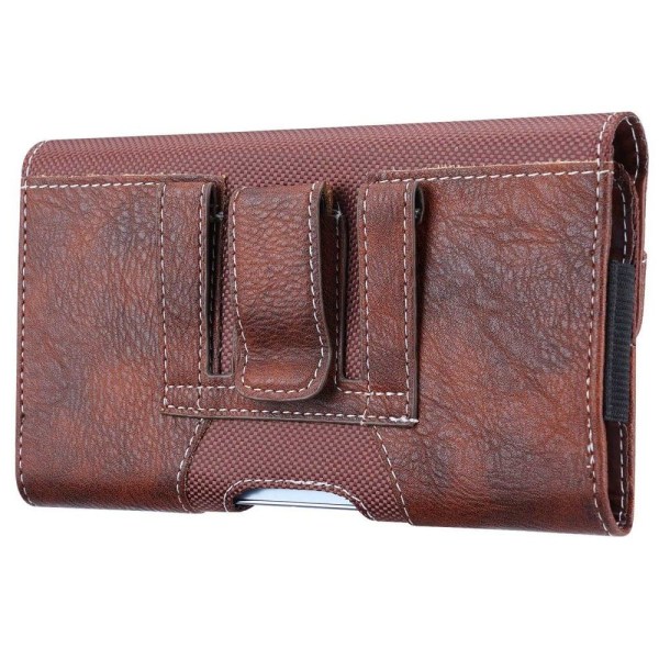 Universal leather waist pouch for 4.0-4.9-inch smartphones - Bro brown