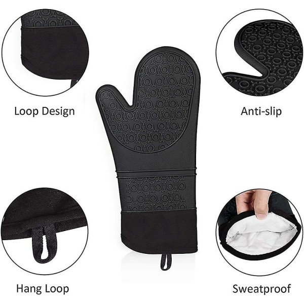 6-i-1-ugnsvantar och grytlappar Set Hot Pads-grytlappar black 6pcs