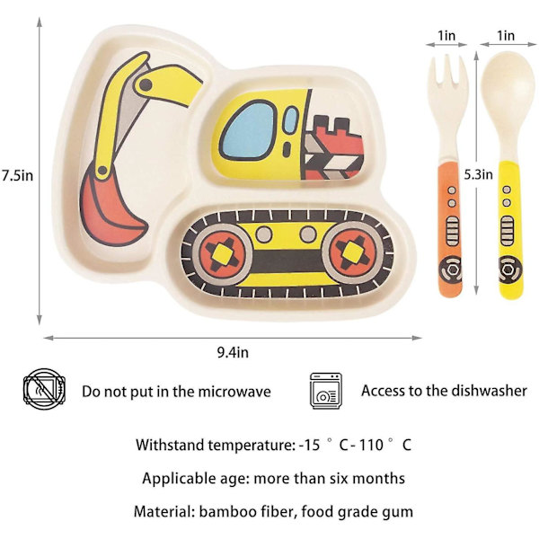 Barn Tallrik Set Bambu Toddler Tallrikar Matservis Serviser Set SMCS.9.59
