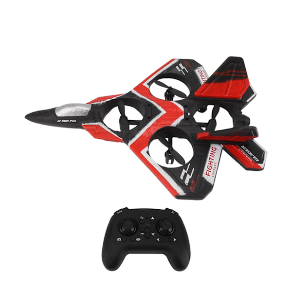 S80 RC Jetfly Drone Flyvemaskine med Faste Vinger, Flip, 3 Hastigheder, Lufttrykspositionering, Kraftig Belysning, RC Drone Legetøj til Børn Rød 2 Batterier
