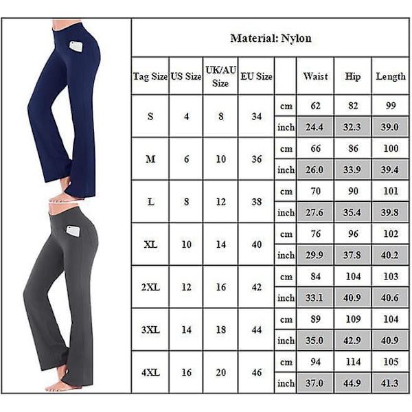 Dame Elastiske Yoga Bukser med Høy Midje Pustende Komfortable Full Lengde Vide Ben Bukser Sommer Casual Flare Bukser Svart Black L