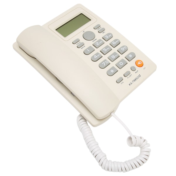 Fastnettelefon med nummerpræsentation, hurtigopkald, mute-funktion, bordtelefon, håndfri opkald, fastnettelefon til hotel, hvid