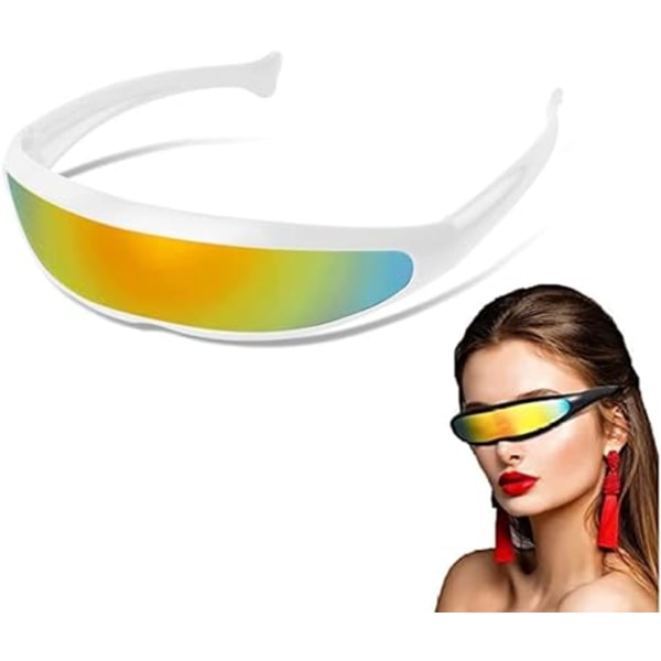 2 STK Futuristiske briller-Hvide+sorte, slanke Cyclops solbriller fo