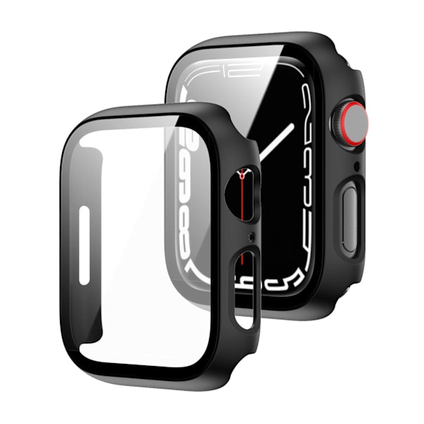 Skyddsfodral Skärmskydd Härdat Glas Film för IWatch 1 2 3 4 5 6 7 8 Svart 45mm / 1.77in
