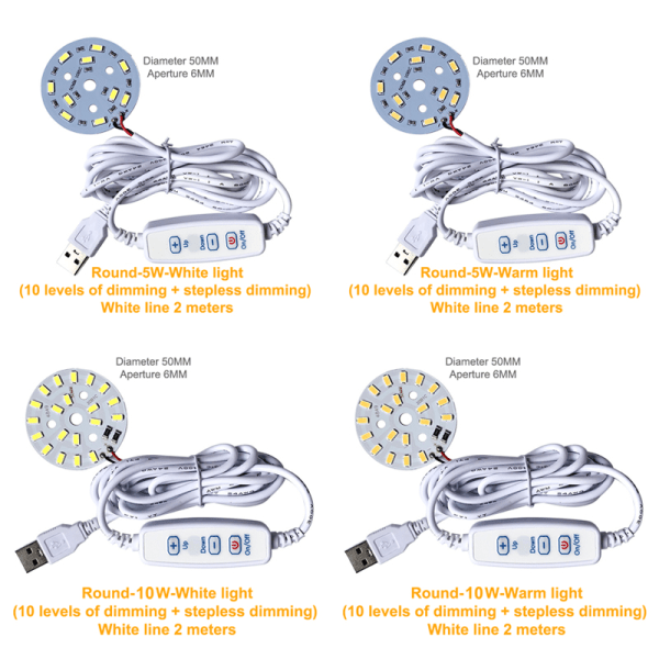 DC 5V dimbara LED-chips SMD LED-lampa DIY Light Justerbar LED A20