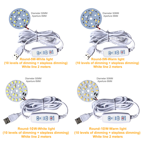 DC 5V dimmbare LED-brikker SMD LED-lampe DIY Lys Justerbar LED A7