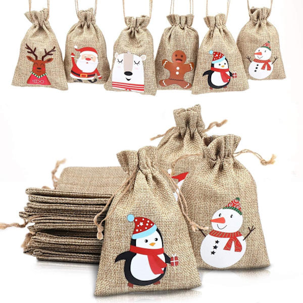 Jute Jute Jute Tasker, Xmas Jute Linned Jute Snøre Gi