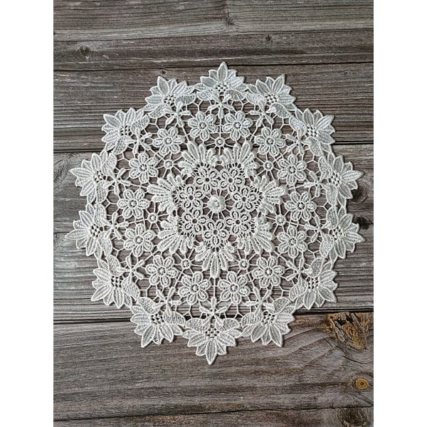 1 stycke (30 x 30 cm) vintage rund bomulls- och spetsduk fo