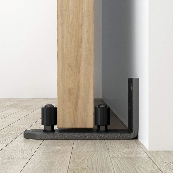Ladugårdsdörr Golvstyrningar Justerbar Stay Roller Hardware Kit, svart