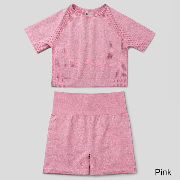 Set Kvinner Gym Fitness Yoga Klær Sportstøy Trening Trenings Leggings&Topp Dame rosa7 pink7 M