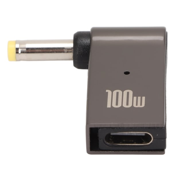 Typ C Hona Ingång till DC Adapter PD Snabbladdningschip Aluminiumlegering Material Vinkeldesign 100W Notebook Strömkabel 4x1.7mm
