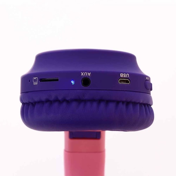 Langattomat Bluetooth-lastenkuulokkeet, Cat Ear -langalliset Bluetooth-kuulokkeet, LED-valo, langattomat lasten kuulokkeet korvalla mikrofonilla Purple