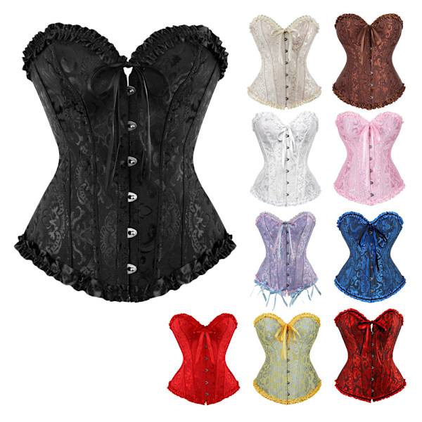 Korsett för kvinnor med blommor, bh-fritt, axelbandslöst underkläder Black-red Black-red 4XL