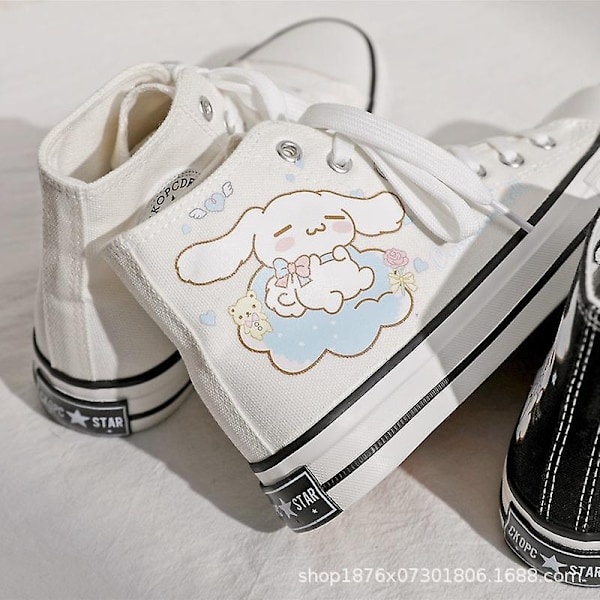 Kawaii Cinnamoroll Sanrioed Sko Tegneserie Søte Canvas Sko Høy Topp Canvas Sko Jenter Bursdagsgave - Perfekt 35 35 B