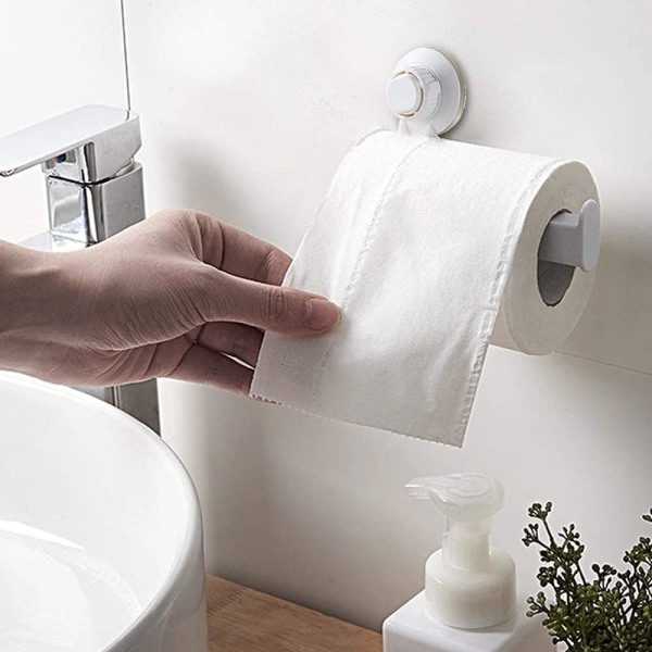 Toiletrulleholder, selvklæbende toiletpapirholder, (Off White