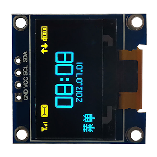 Gul Blå Dubbelfärgad 3.3V 5V 0.96in Organisk LED-skärm Organisk LED-displaymodul IIC I2C Seriell Display