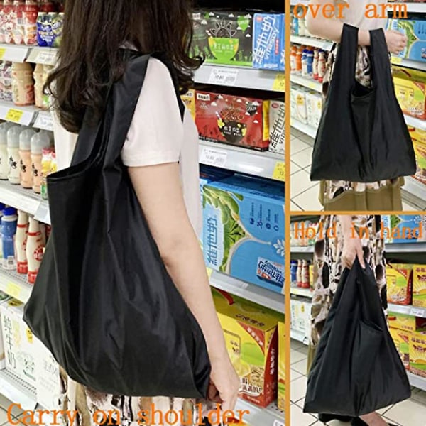 2-pakks gjenbrukbare handleposer Foldbare store matposer med festelomme Gjenbrukbare stoffposer Maskinvaskbar for shopping på kjøkkenet style 1