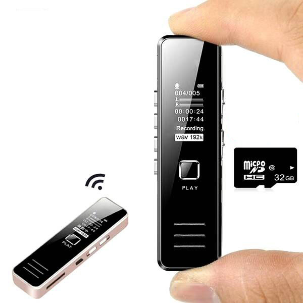 Dubbelkänslig mikrofon PCM-inspelning lösenordsskydd röstaktiverad inspelning digital minidiktafon，32GB