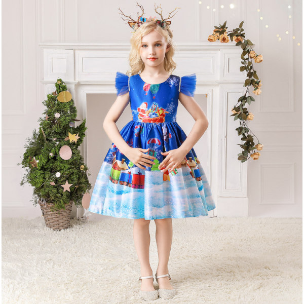 Prinsessa tyttöjen mekko joulun syntymäpäiväjuhliin light blue 120