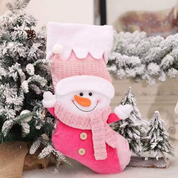 Rosa julestrømpe Julenissen Snømann SNOWMAN SNOWMAN snowman