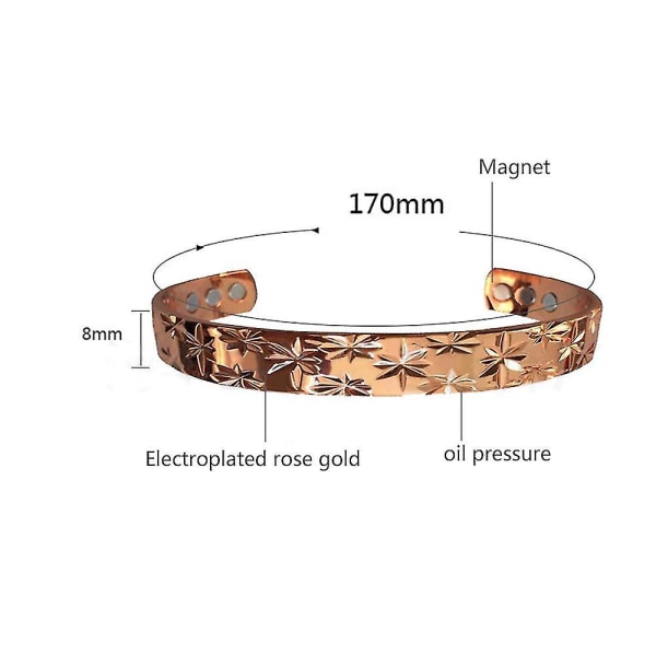 Messing Pararmbånd Magnetisk Helbredende Terapi Gigt Justerbar Armbånd til Kvinder Mænd