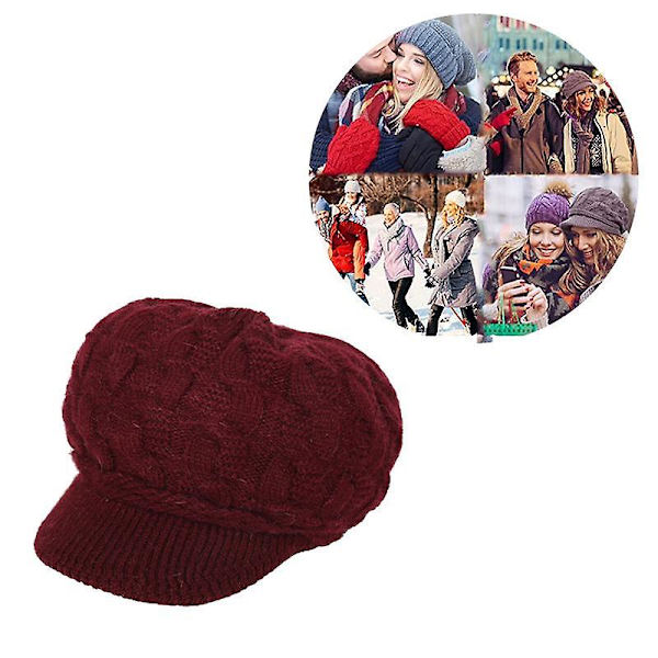 HHL Kvinnor Stickad Mössa Stickad Visir Beanie Hattar Basker Keps Varma Ski Cap För Vinter