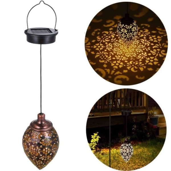 LED solcellslykta för trädgård - SDLOGAL - IP44 vattentät metalllampa