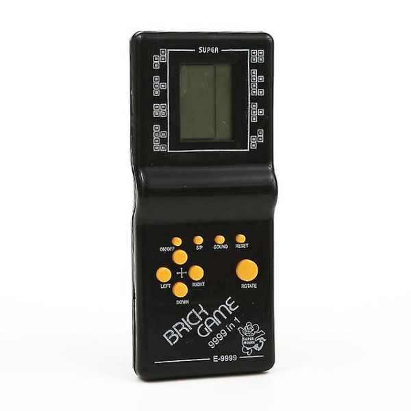Retro bärbar klassisk handhållen Tetris-spelkonsol - 8-bitars vintage med tidlöst spelande och LCD-skärm - spelbar var som helst Black