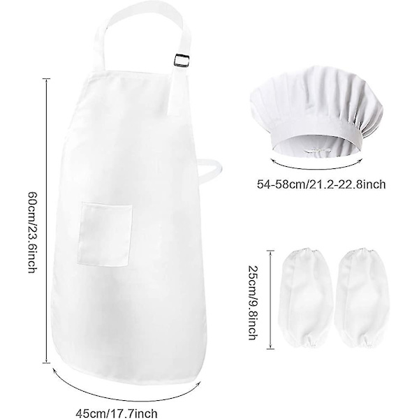 Xqday Kids Chef Outfit Förkläde Set Chef Hatt Sleeves Förkläden För Barn - Pojkar Flickor