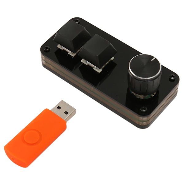 Mini 2-knapps tangentbord med ratt, anpassningsbart makroprogram, hot-swap-funktion, blå brytare, enhands mekaniskt tangentbord för gaming