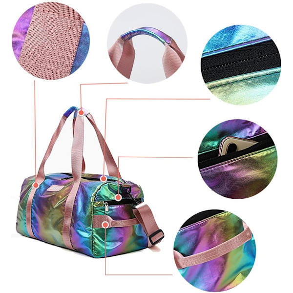 Gym Duffelbag Kvinner Overnatting Medium Lett Foldbar Weekender Reisebagasje Sport Atletisk Vanntett Tørr Våt Skopose for Jenter Barn