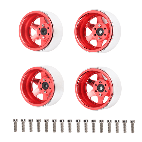 4KPL RC Auton Vanteen Keskiö 2.2 tuuman Halkaisija Metallinen Helppo Asennus RC Auton Osat AXIAL SCX10 90046:lle Traxxas 1/10 RC Autolle Punainen