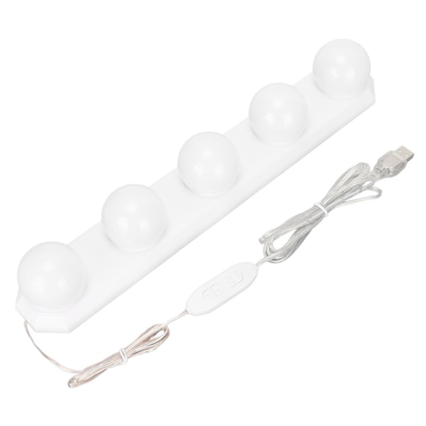 5 LED Sminkspegellampa 5 Dimbar Lampor 3 Färglägen 10 Ljusstyrkenivåer Portabel Belysningsarmatur för Badrum