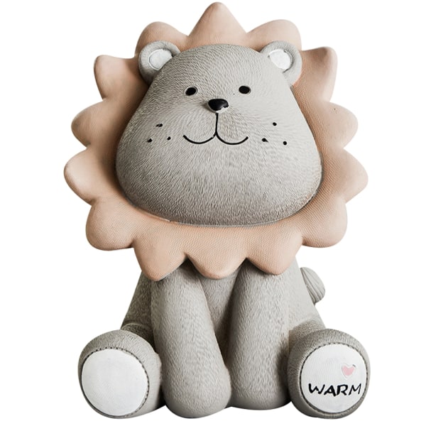 Lion Coin Bank for Kids Lion Resin Money Bank Grey S