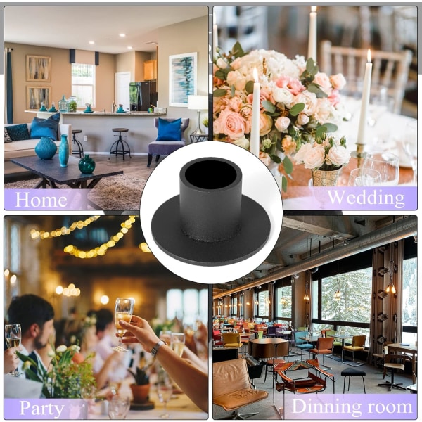 4 stk Svarte Lysestaker Retro Lysestakeholder Farmhouse Innredning for Hjem Bryllupsfest Jubileum Innflyttingspresenter