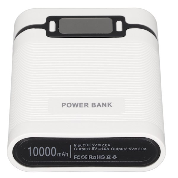DIY Mobil 18650 Batteriladdare Powerbank 4 Batteriers Kapacitetsbox Micro Input 2-vägs Laddning med LCD-Display Vit