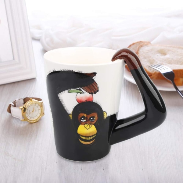 Handmålad keramisk 3D-keramisk djurmugg (Orangutang)