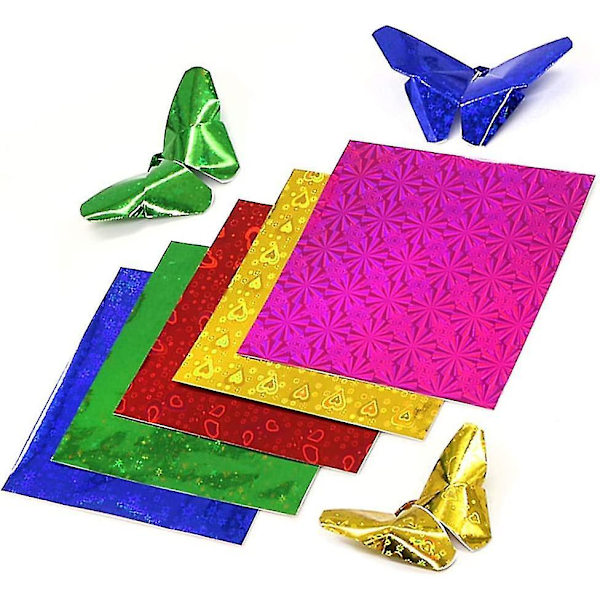 100 ark origamipapper glittereffekt 15x15cm Diy