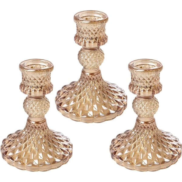 Lasinen kynttilänjalka, tyylikkäät kristallikynttiläjalat koristeelliset kynttilänjalat 3 kpl häihin, festivaaleihin, juhliin.