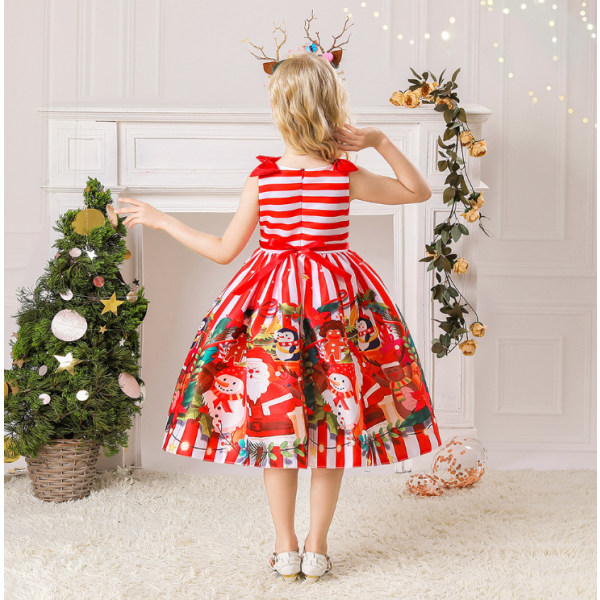 Prinsessa tyttöjen mekko joulun syntymäpäiväjuhliin red white 140