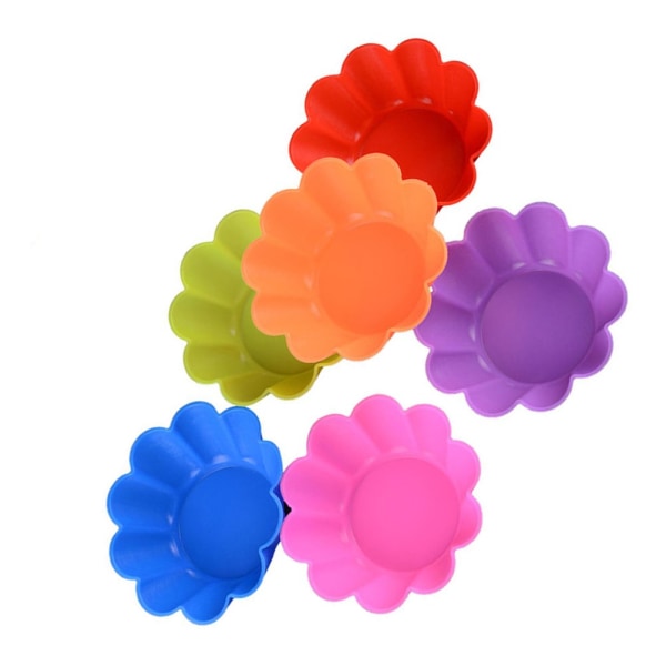 Muffinsformar i Silikon 6-Pack Silikonformar Blommor multicolor