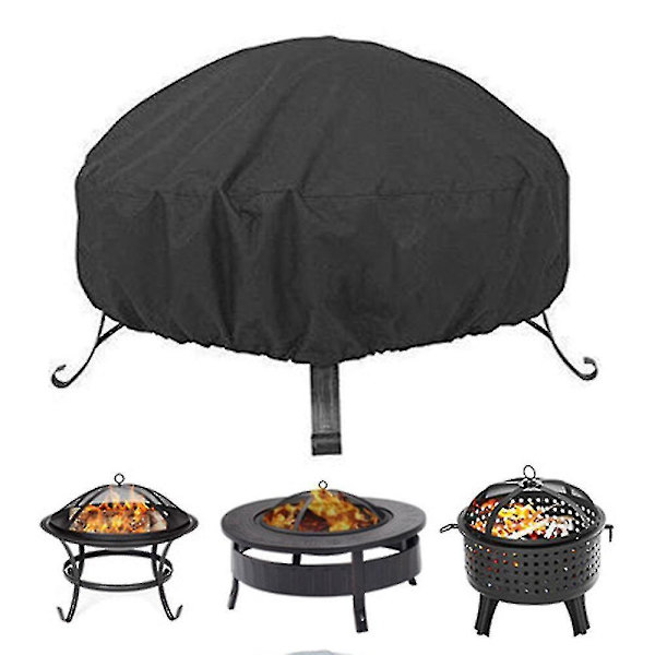 Dækken til rund ildkurv, vandtæt, vindtæt, UV-bestandig, Oxford-stof Fire Pit Fire Pit Coverblack1st