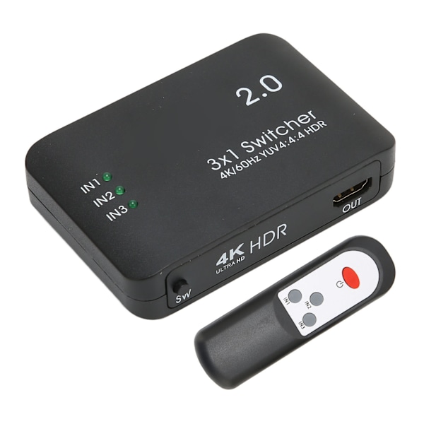 4K HD Multimedia Interface 2.0 Switch 3 ind 1 ud Stabil 4K 60Hz HD Multimedia Interface Vælger Hub