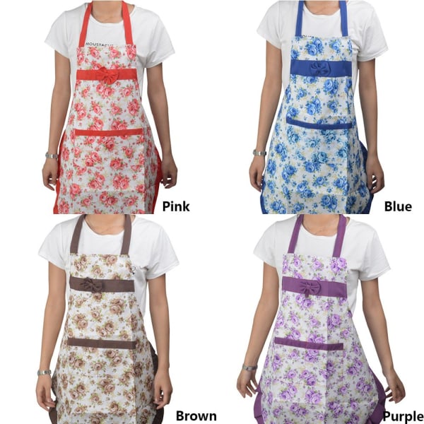 Blommigt Förkläde Haklapp BLÅ Blue