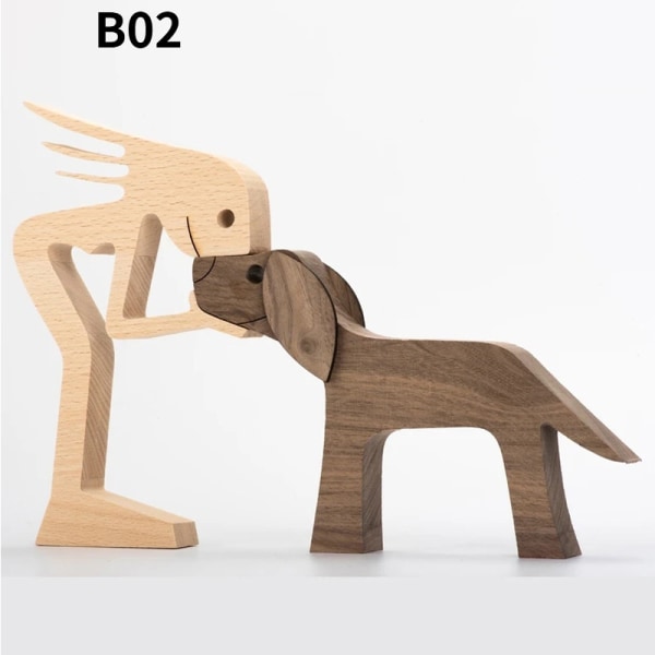 Puppy Familie Træskærer Hunde Ornament Figur B06