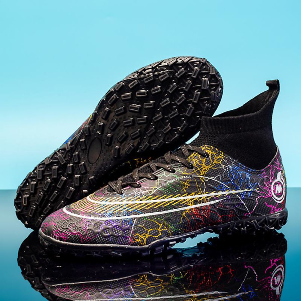Fodboldstøvler til mænd Anti-slip Fodboldstøvler Knopper Græs Fodbold Sneakers Yj068 Black 37