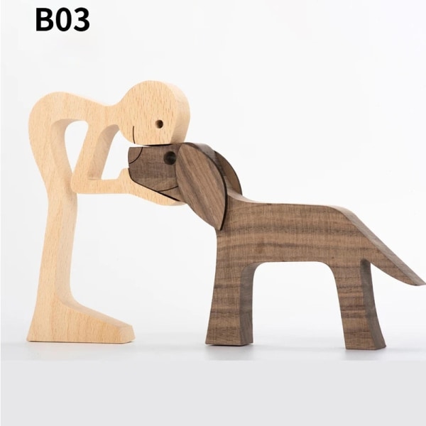Puppy Familie Træskærer Hunde Ornament Figur B06