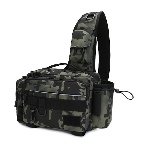 Lændetaske Mænd Kvinder Fanny Lændetaske Stang Taktisk Rygsæk Crossbody Fiske Indsæt Stang Fiskespø Dark Night Camouflage