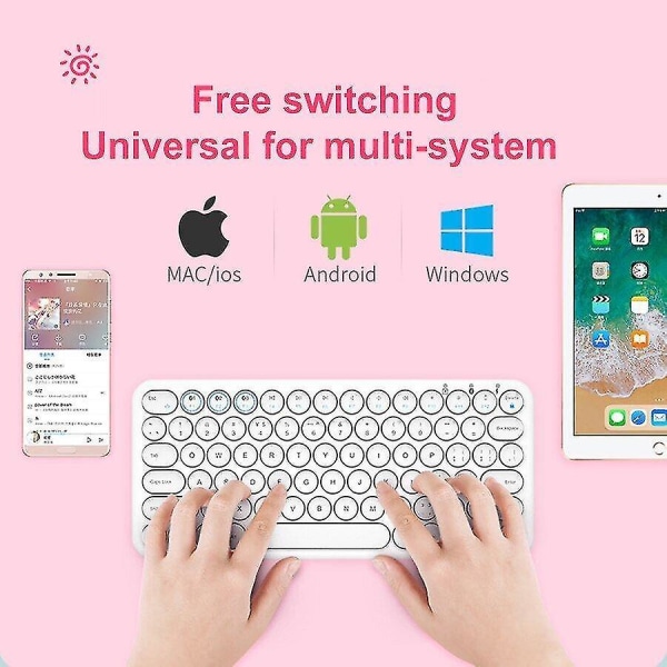 Qwert Bluetooth iPad Tangentbord Mus Set För Laptop PC Mini Uppladdningsbart Magic Keyboard (rosa)